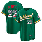 Oakland Athletics #22 Jeff McNeil Player Kelly Green USA 250 Fourth of July Home Game Stitched Baseball Jersey