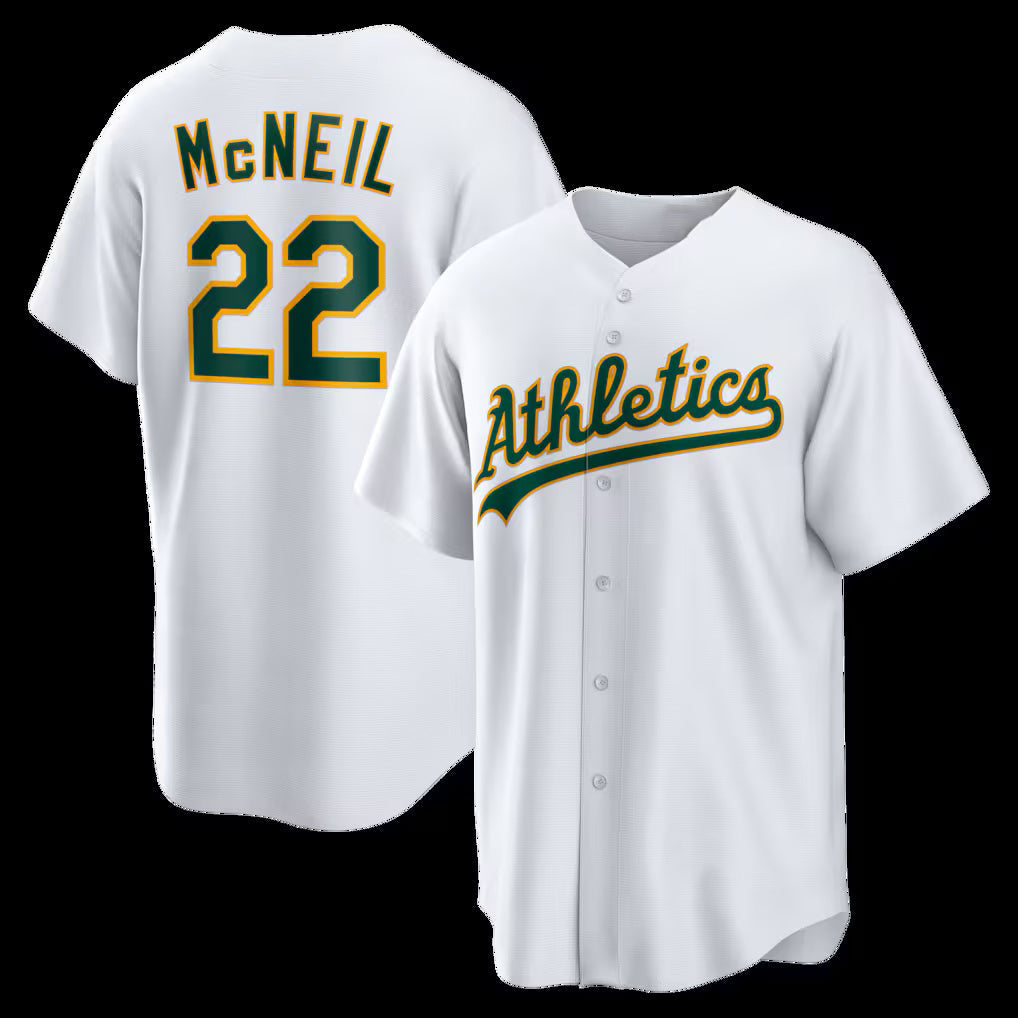 Oakland Athletics #22 Jeff McNeil White Home Replica Baseball Jersey
