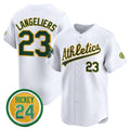 Oakland Athletics #23 Shea Langeliers White 2024 Home Limited With Rickey Henderson Patch Stitched Baseball Jersey