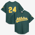 Oakland Athletics #24 Rickey Henderson Mitchell & Ness Green Authentic Batting Practice Baseball Jersey