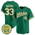 Oakland Athletics #33 JJ Bleday Green 2024 Limited With Rickey Henderson Patch Stitched Baseball Jersey