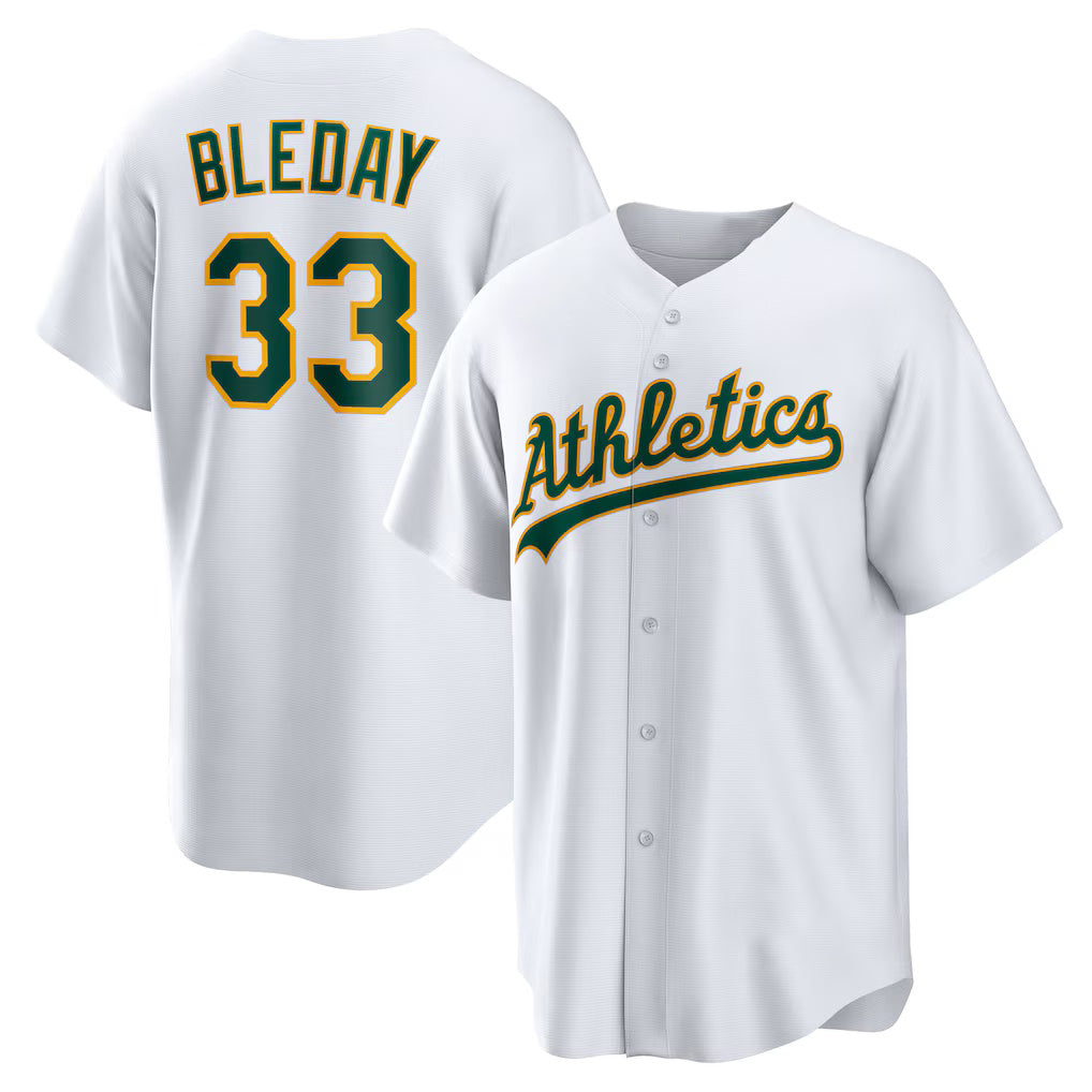 Oakland Athletics #33 JJ Bleday White Home Replica Baseball Jersey