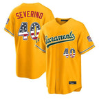 Oakland Athletics #40 Luis Severino Player Gold USA 250 Fourth of July Home Game Stitched Baseball Jersey