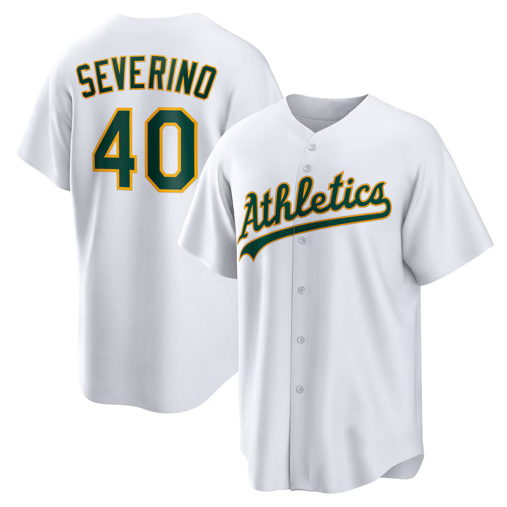 Oakland Athletics #40 Luis Severino White Home Replica Baseball Jersey