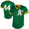 Oakland Athletics #44 Reggie Jackson Mitchell & Ness Green Authentic Batting Practice Baseball Jersey