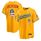 Oakland Athletics #9 Reggie Jackson Player Gold USA 250 Fourth of July Home Game Stitched Baseball Jersey