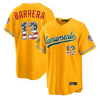 Oakland Athletics #13 Luis Barrera Player Gold USA 250 Fourth of July Home Game Stitched Baseball Jersey
