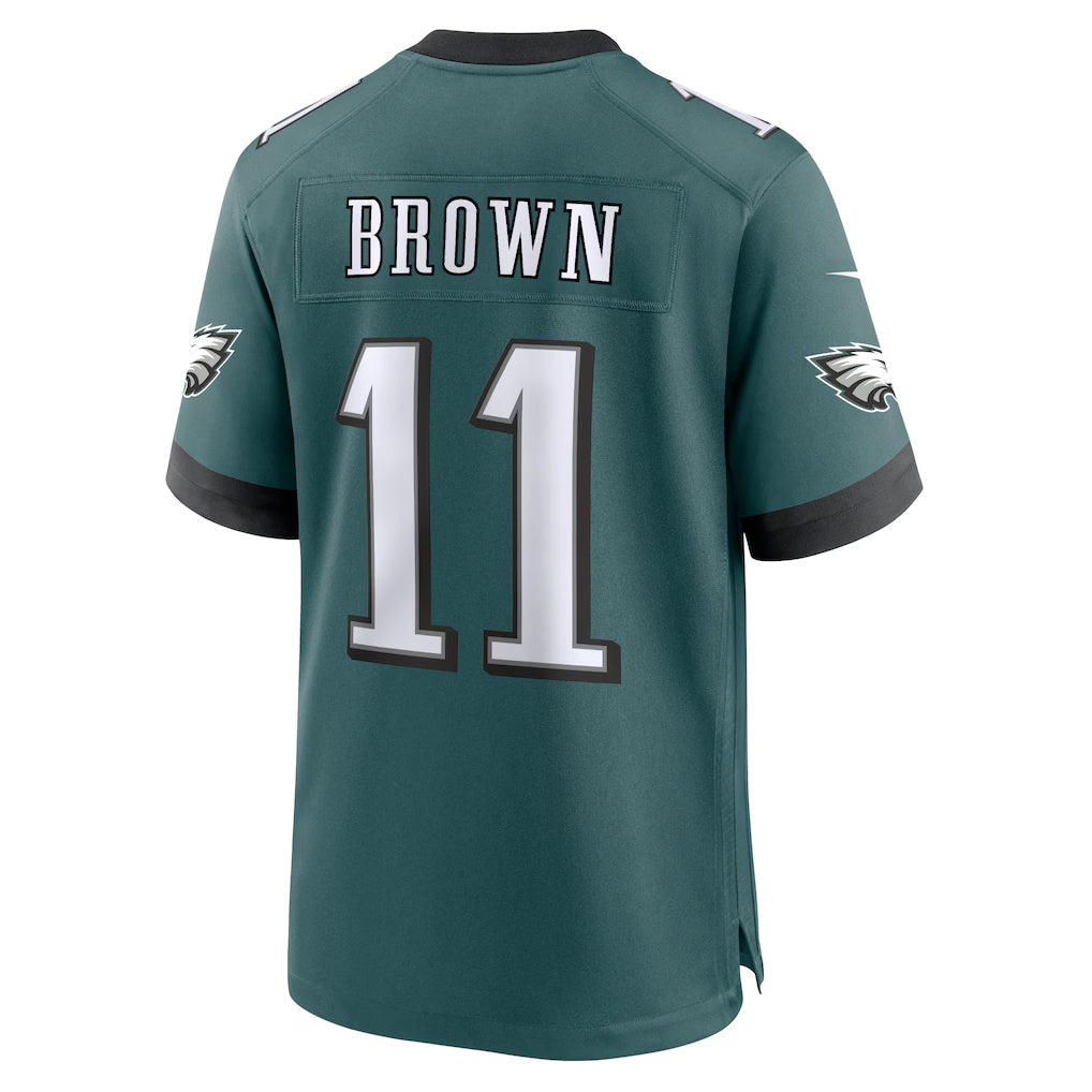 P.Eagles #11 A.J. Brown Midnight Green Team Game Football Stitched jersey