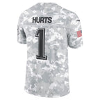 P.Eagles #1 Jalen Hurts Arctic Camo 2024 Salute to Service Limited Football Stitched jersey