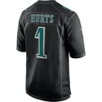 P.Eagles #1 Jalen Hurts Black Fashion Game Stitched American Football Stitched jerseys