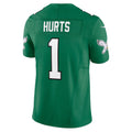 P.Eagles #1 Jalen Hurts Kelly Green Vapor F.U.S.E. Limited Football Stitched jersey