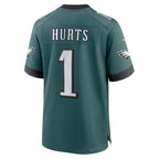 P.Eagles #1 Jalen Hurts Midnight Green Team Game Football Stitched jersey
