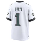 P.Eagles #1 Jalen Hurts White White Game Football Stitched jersey
