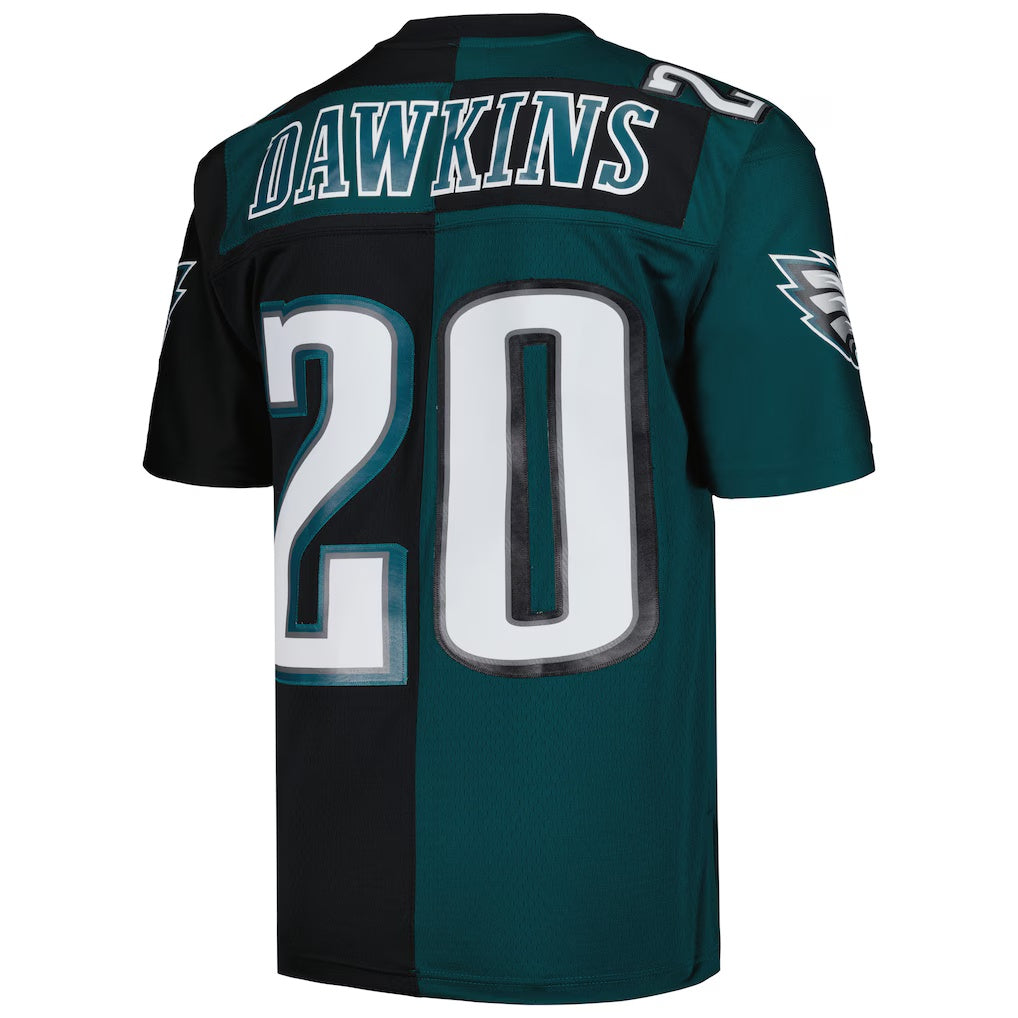 P.Eagles #20 Brian Dawkins Mitchell & Ness Midnight Green-Black Split Legacy Replica Football Stitched jersey