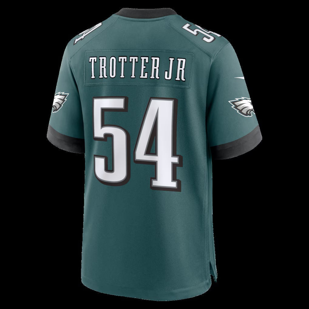 P.Eagles #54 Jeremiah Trotter Jr. Midnight Green Team Game Jersey