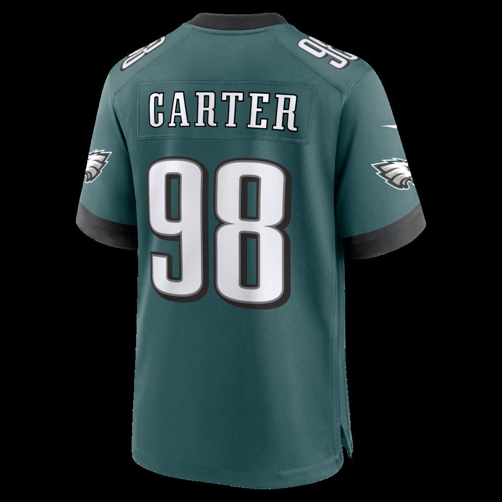 P.Eagles #98 Jalen Carter Midnight Green Team Game Stitched Football American Jersey
