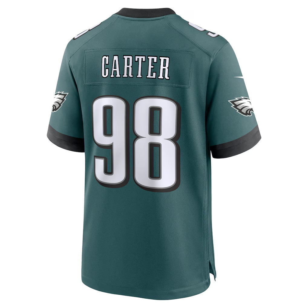 P.Eagles #98 Jalen Carter Midnight Green Team Game Football Stitched jersey