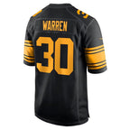 P.Steelers #30 Jaylen Warren Black Alternate Game Football Stitched jersey