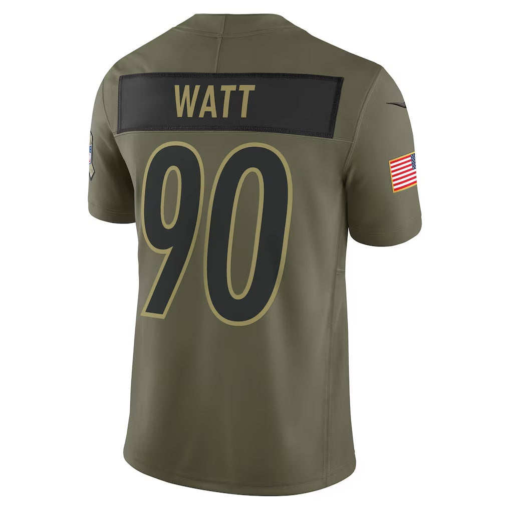 P.Steelers #90 T.J. Watt Olive 2025 Salute to Service Limited Jersey