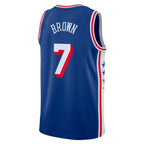 PH.76ers #7 Jaylen Brown Royal Swingman Jersey - Icon Edition Stitched American Basketball Jersey