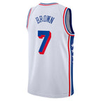 PH.76ers #7 Jaylen Brown White Swingman Jersey - Icon Edition Stitched American Basketball Jersey
