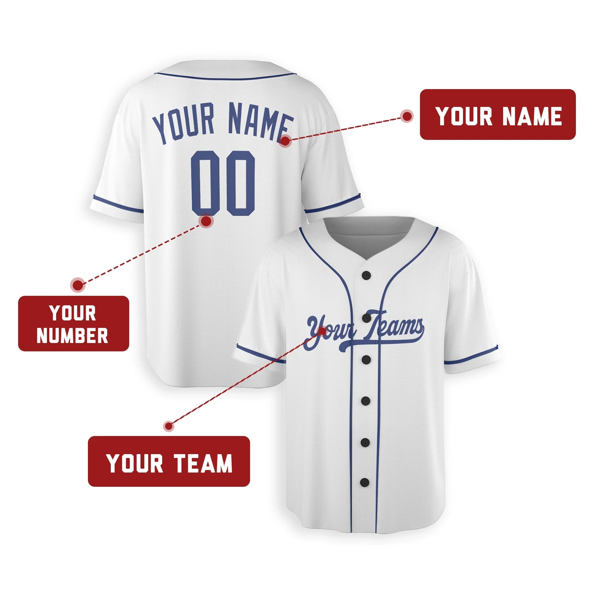 Los Angeles Dodgers Custom Stitched Baseball Jersey Personalized Name & Number Home Style Shirt