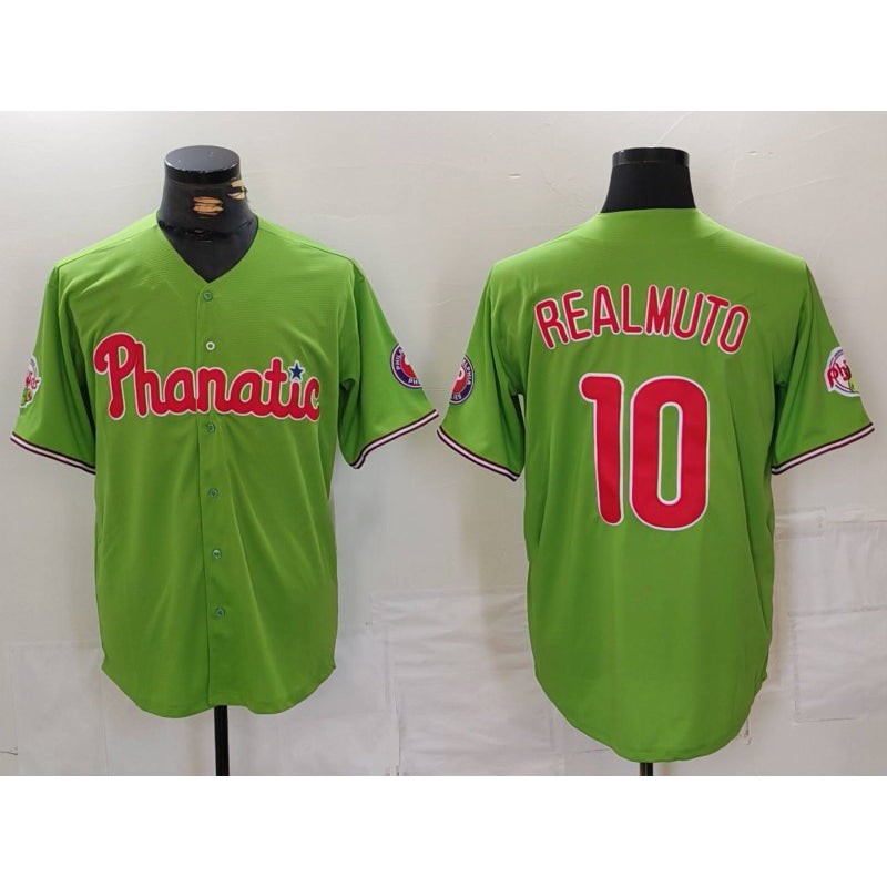 Philadelphia Phillies #10 JT Realmuto Green With Patch Stitched Cool Baseball Jersey