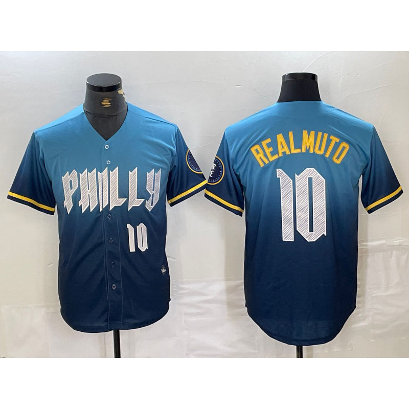 Philadelphia Phillies #10 JT Realmuto Number Blue 2024 City Connect Limited Stitched Baseball Jersey