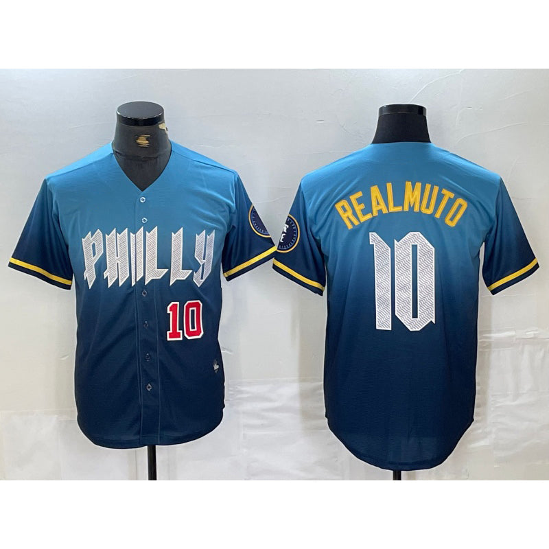 Philadelphia Phillies #10 JT Realmuto Number Blue 2024 City Connect Limited Stitched Baseball Jersey