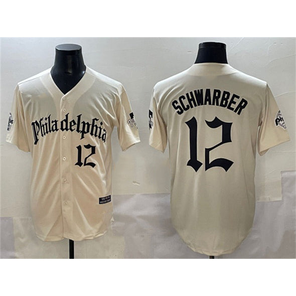 Philadelphia Phillies #12 Kyle Schwarber Cream Gothic Vapor Limited Stitched Baseball Jersey