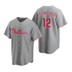 Philadelphia Phillies #12 Kyle Schwarber Gray Cool Base Stitched Baseball Jersey