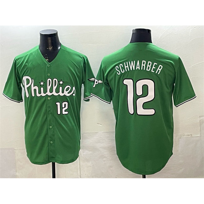Philadelphia Phillies #12 Kyle Schwarber Green Limited Stitched Baseball Jersey