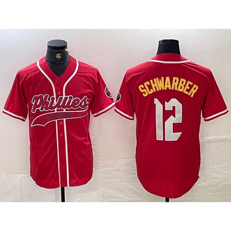 Philadelphia Phillies #12 Kyle Schwarber Red 2024 City Connect Limited Stitched Baseball Jersey