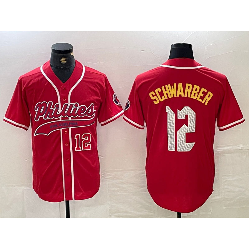 Philadelphia Phillies #12 Kyle Schwarber Red 2024 City Connect Limited Stitched Baseball Jersey