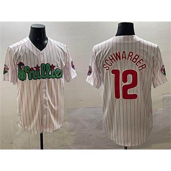 Philadelphia Phillies #12 Kyle Schwarber White Phanatic Cool Base Stitched Baseball Jersey