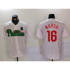 Philadelphia Phillies #16 Brandon Marsh White Green Cool Base Stitched Baseball Jersey