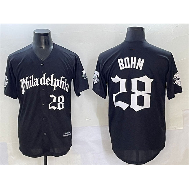 Philadelphia Phillies #28 Alec Bohm Black Gothic Vapor Limited Stitched Baseball Jersey