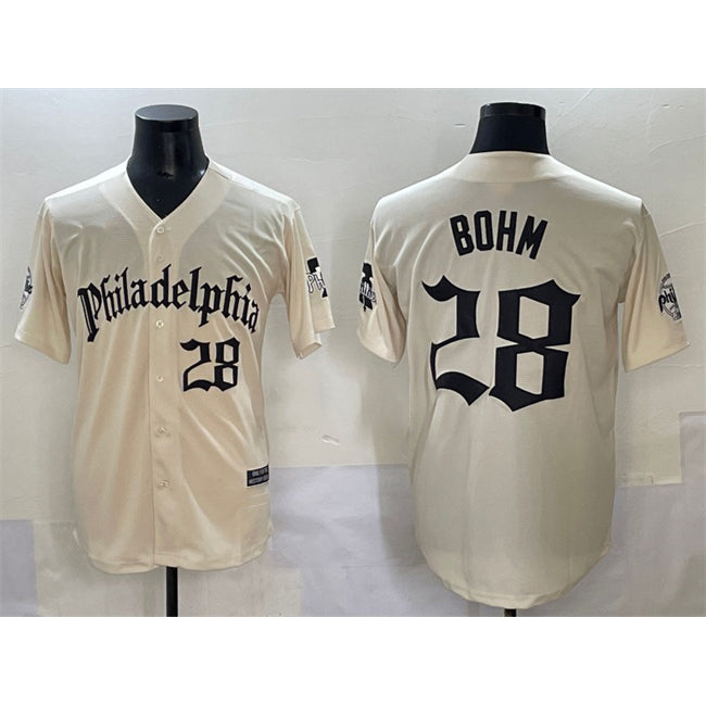 Philadelphia Phillies #28 Alec Bohm Cream Gothic Vapor Limited Stitched Baseball Jersey