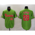 Philadelphia Phillies #28 Alec Bohm Number Green With Patch Stitched Cool Baseball Jersey
