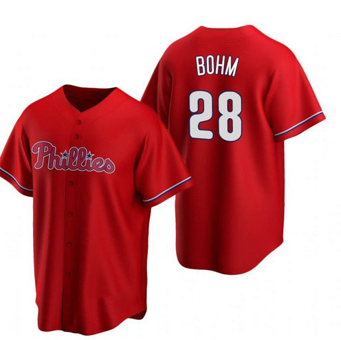Philadelphia Phillies #28 Alec Bohm Red Alternate stitch Baseball Jersey