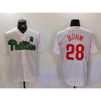 Philadelphia Phillies #28 Alec Bohm White Green Cool Base Stitched Baseball Jersey