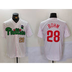 Philadelphia Phillies #28 Alec Bohm White Green Cool Base Stitched Baseball Jersey