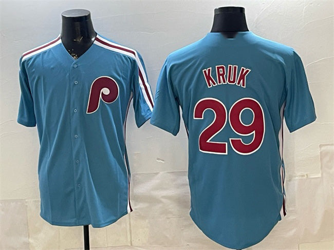 Philadelphia Phillies #29 John Kruk Blue Cool Base Stitched Jersey