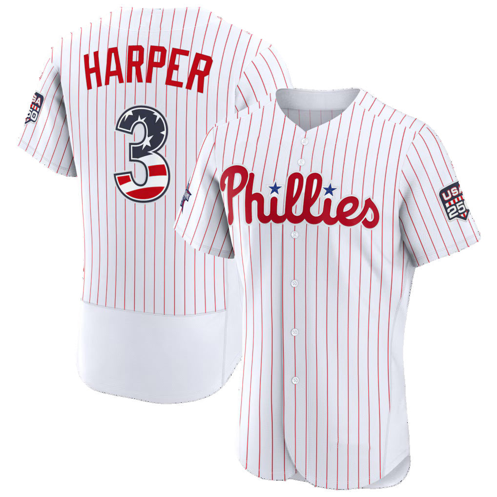 Philadelphia Phillies #3 Bryce Harper 2026 All-Star Edition Stars & Stripes White Authentic Baseball Jersey