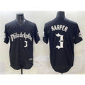 Philadelphia Phillies #3 Bryce Harper Black Gothic Vapor Limited Stitched Baseball Jersey