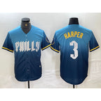 Philadelphia Phillies #3 Bryce Harper Blue 2024 City Connect Limited Stitched Baseball Jersey