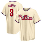 Philadelphia Phillies #3 Bryce Harper Cream Alternate Replica Baseball Jersey