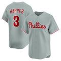 Philadelphia Phillies #3 Bryce Harper Gray Road Limited Player Baseball Jersey