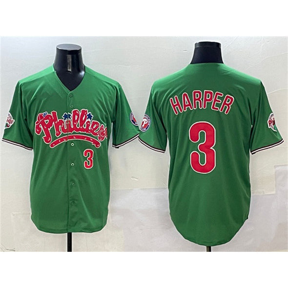 Philadelphia Phillies #3 Bryce Harper Green Phanatic Limited Stitched Baseball Jersey