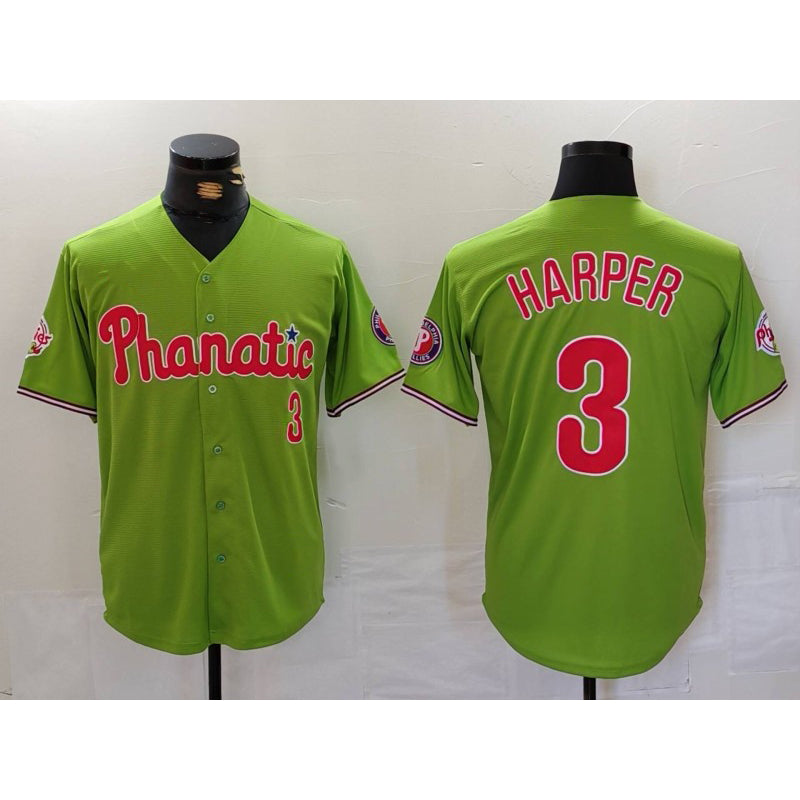Philadelphia Phillies #3 Bryce Harper Green Stitched Cool Baseball Jersey